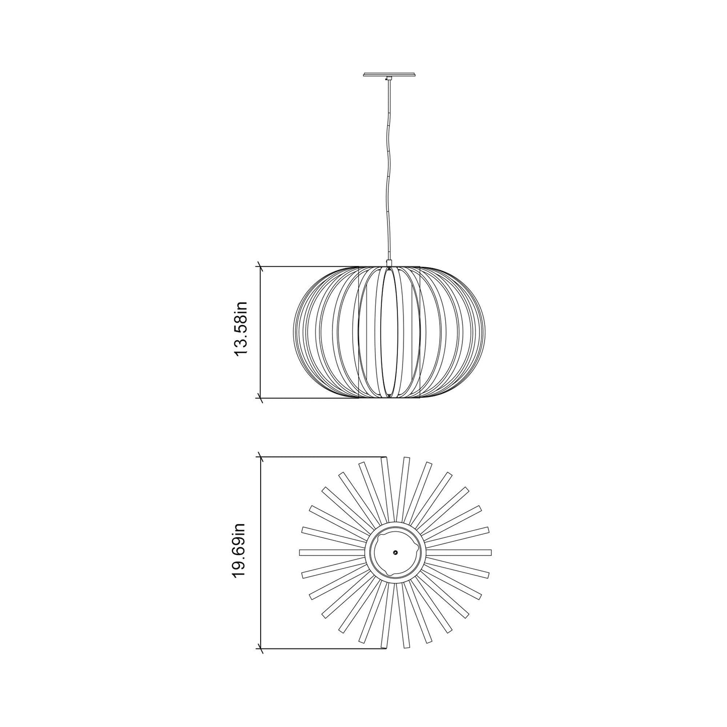 Balloon 14934 Pendant Light - line drawing.