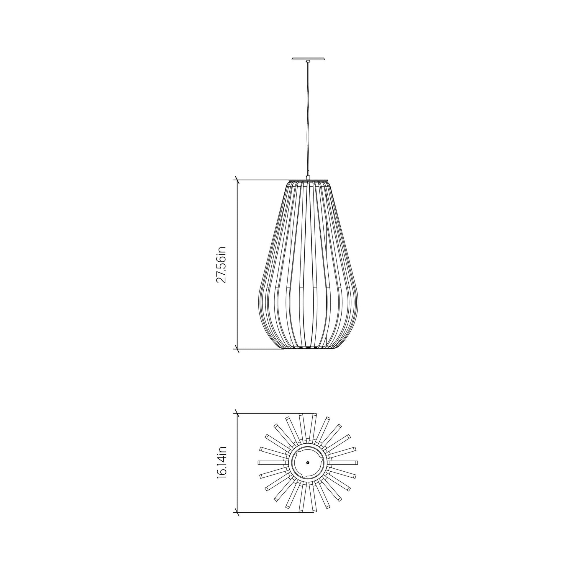 Balloon 1495 Pendant Light - line drawing.