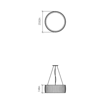 Barrel 111 Pendant Light - line drawing.