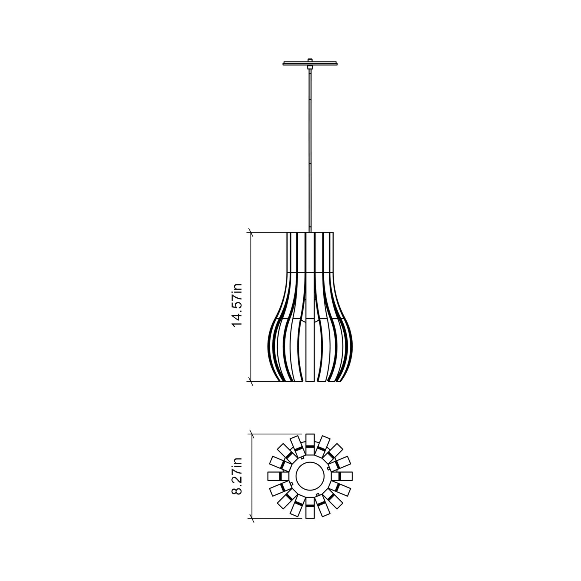 Barrel 1153 Pendant Light - line drawing.