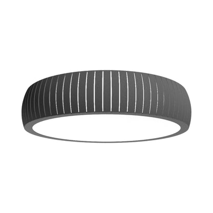 Barrel LED Flush Mount Ceiling Light in Organic Lead Grey (31.5-Inch).