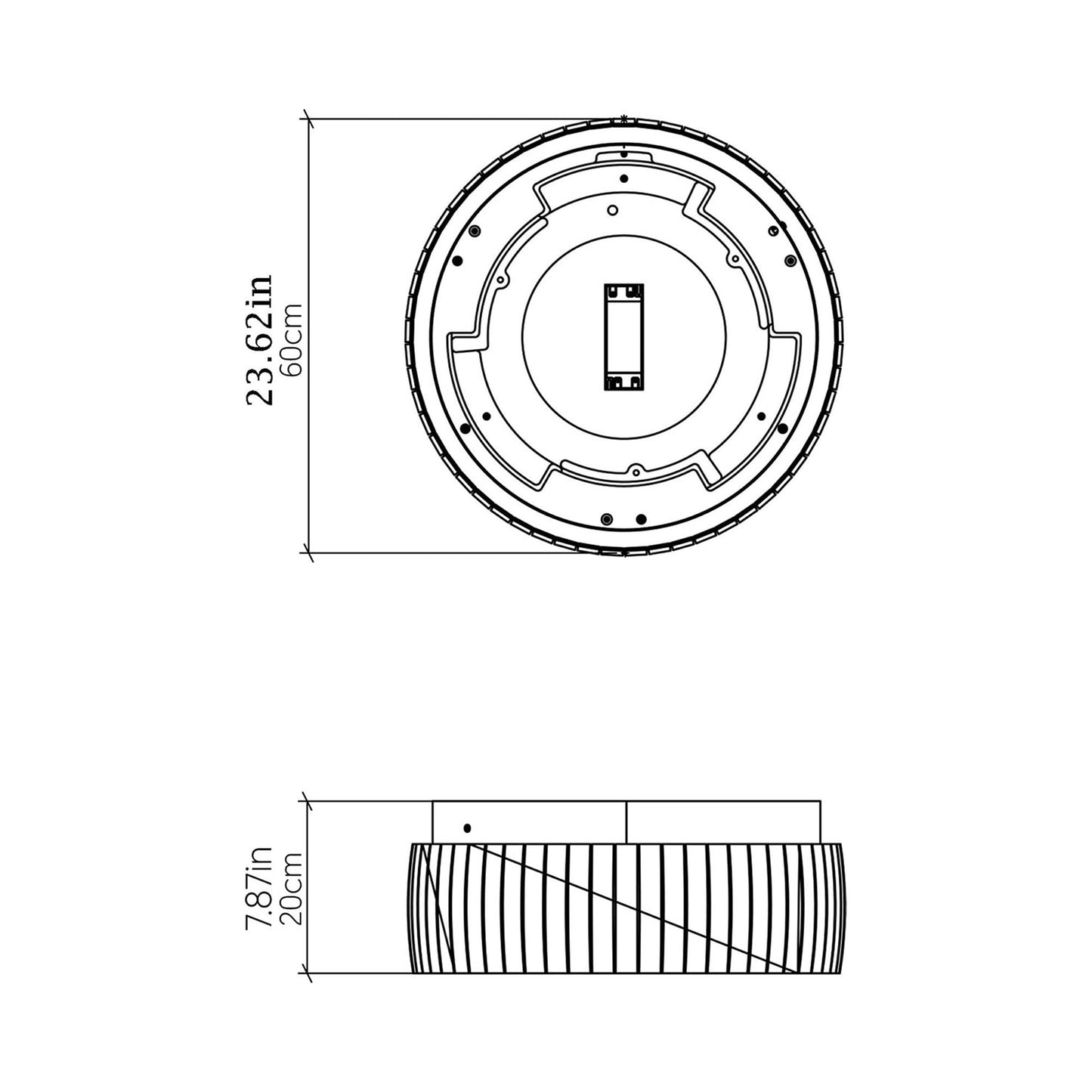 Barrel LED Flush Mount Ceiling Light - line drawing.