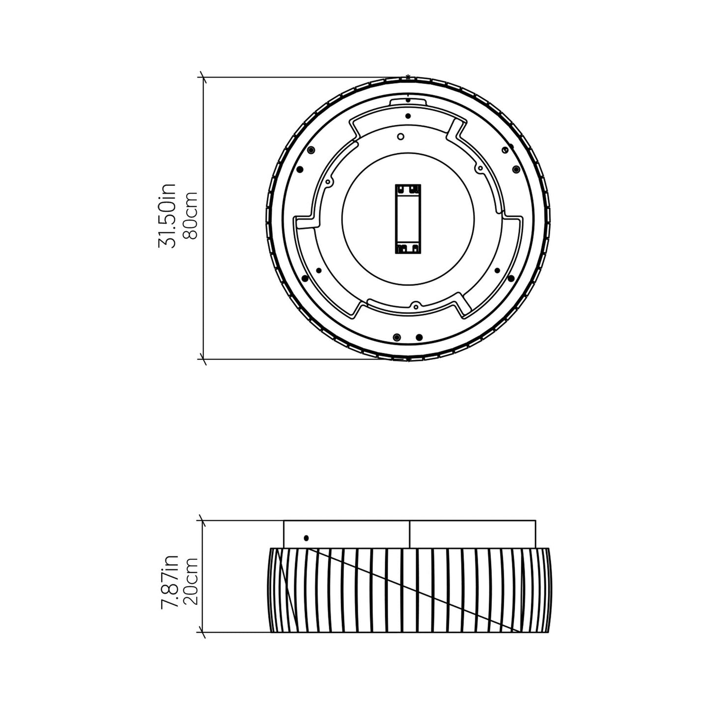 Barrel LED Flush Mount Ceiling Light - line drawing.