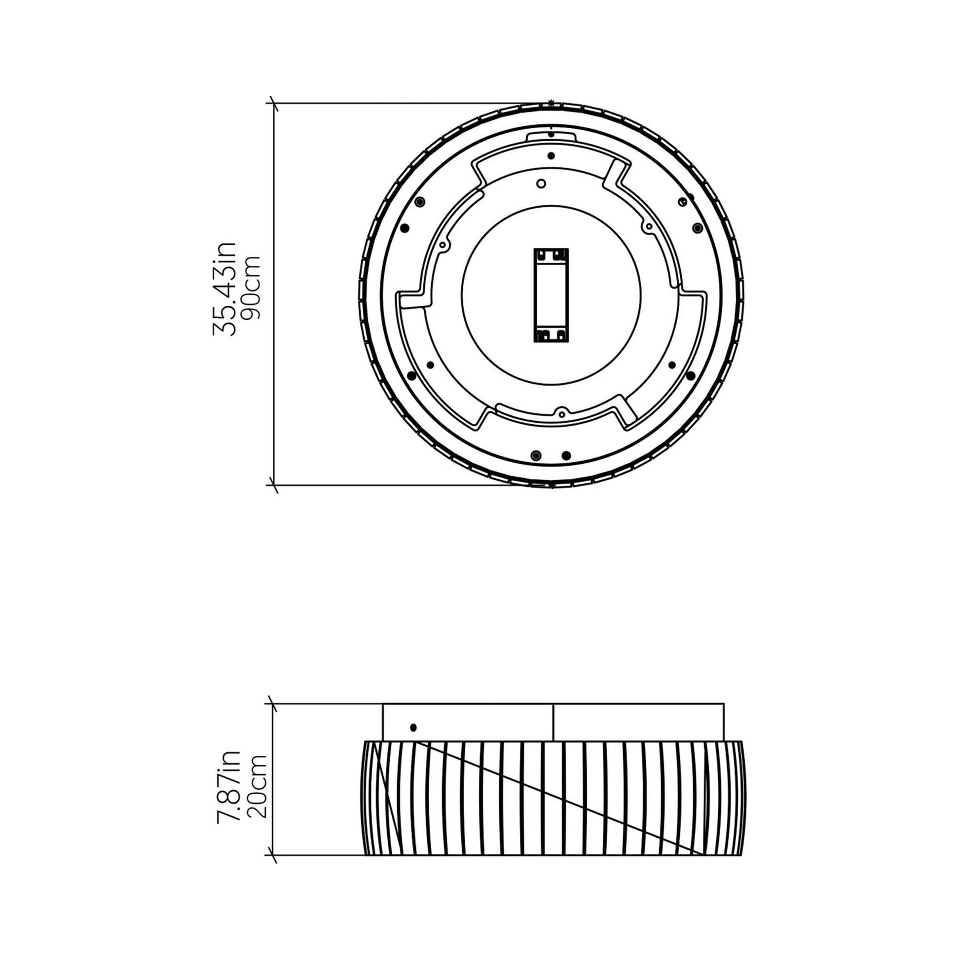 Barrel LED Flush Mount Ceiling Light - line drawing.