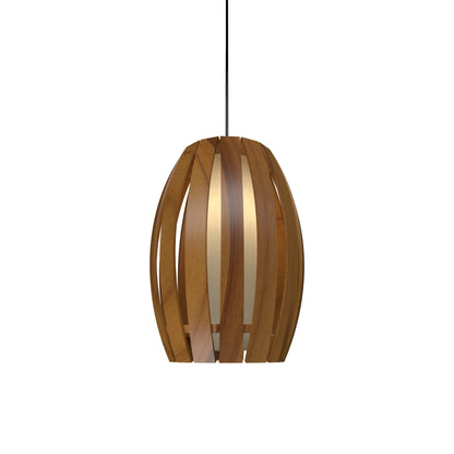 Barrel Pendant Light in Teak (Small).