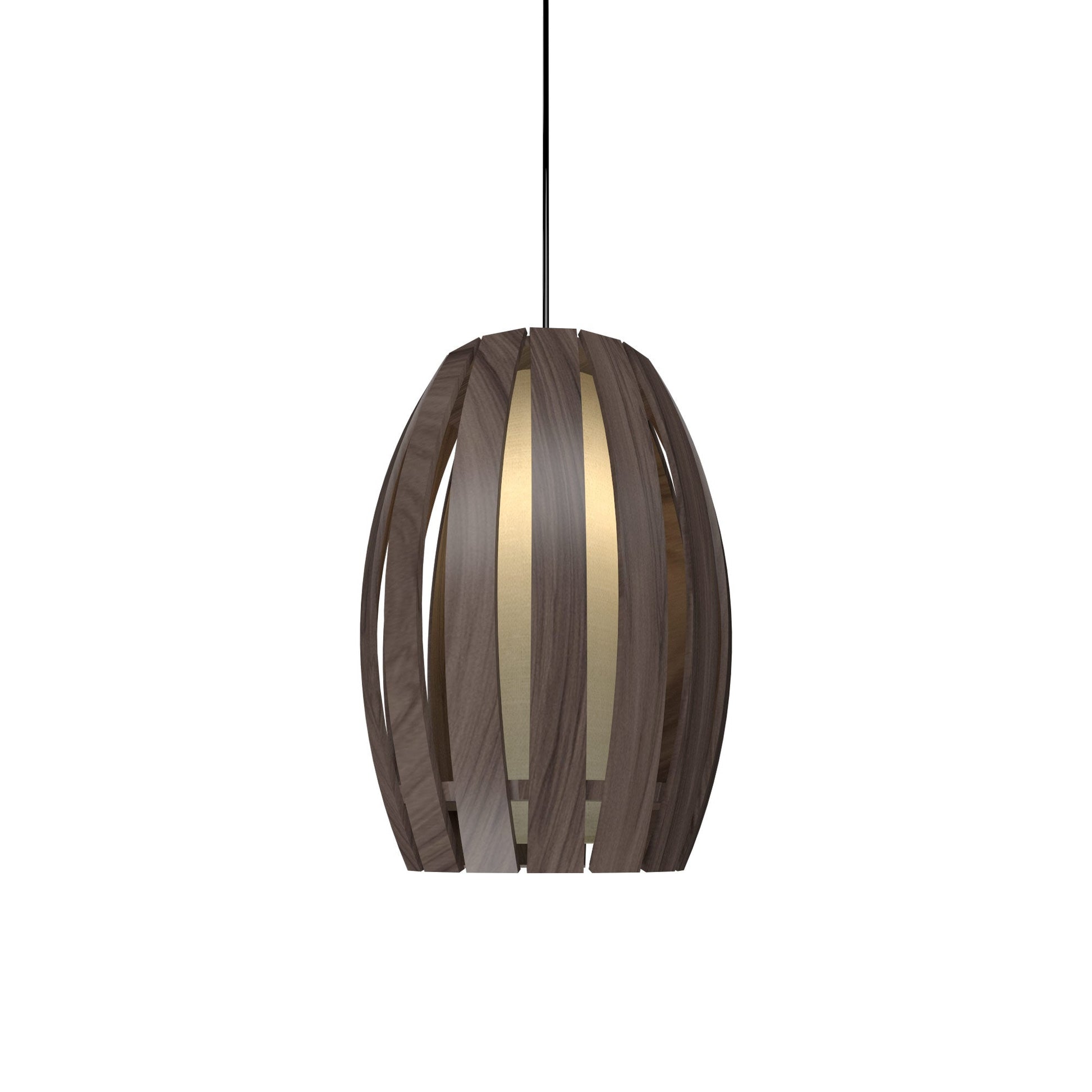 Barrel Pendant Light in American Walnut (Small).