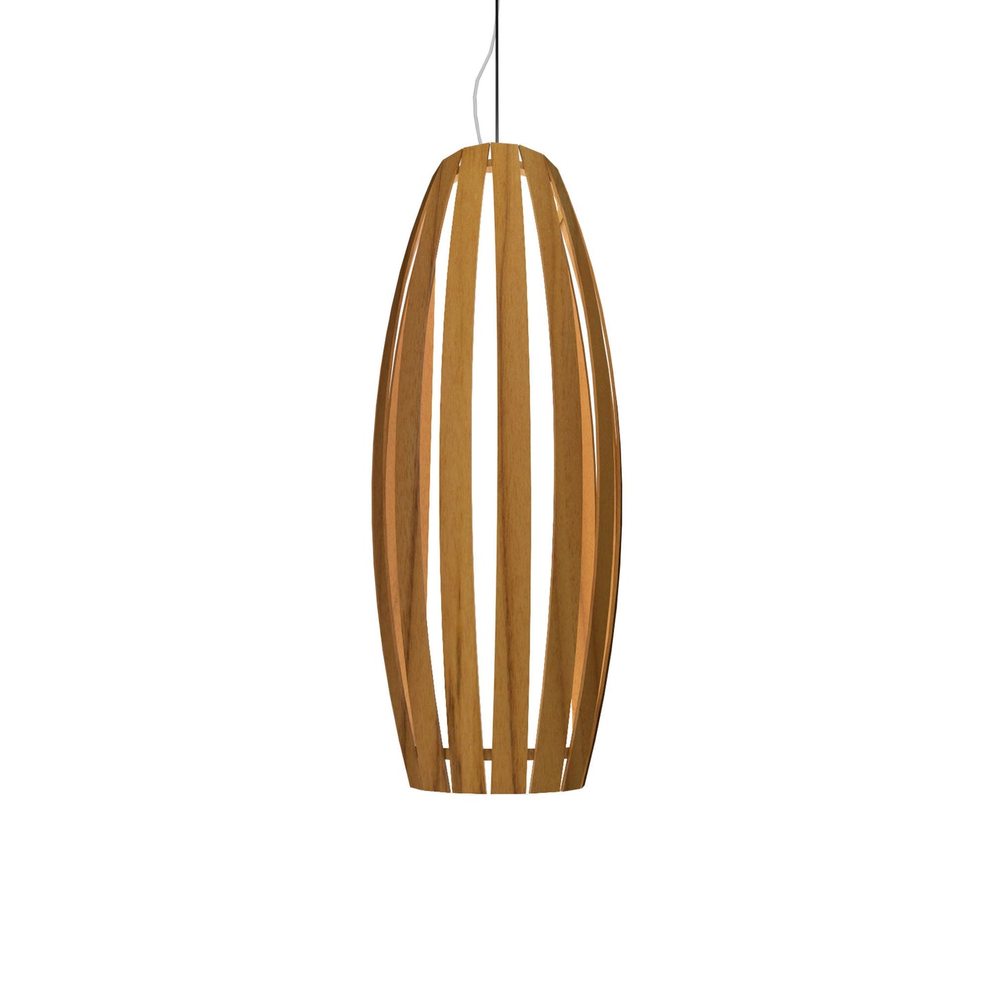 Barrel Pendant Light in Teak (Medium).