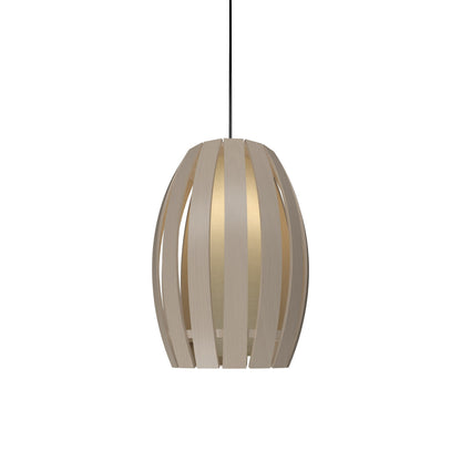 Barrel Pendant Light in Organic Cappuccino (Small).