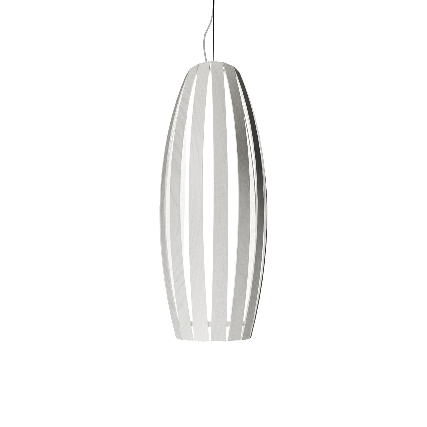 Barrel Pendant Light in Organic White (Medium).