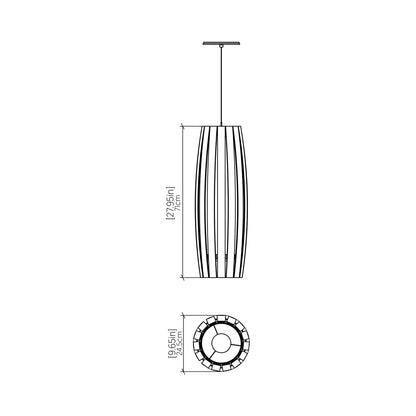 Barrel Pendant Light - line drawing.