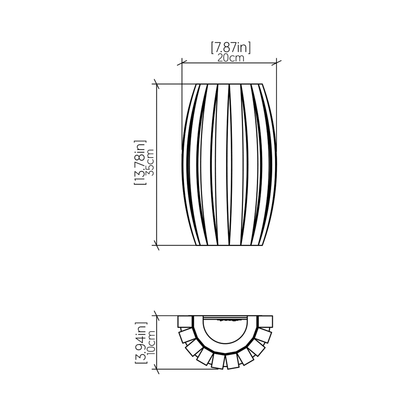 Barrel Wall Light - line drawing.