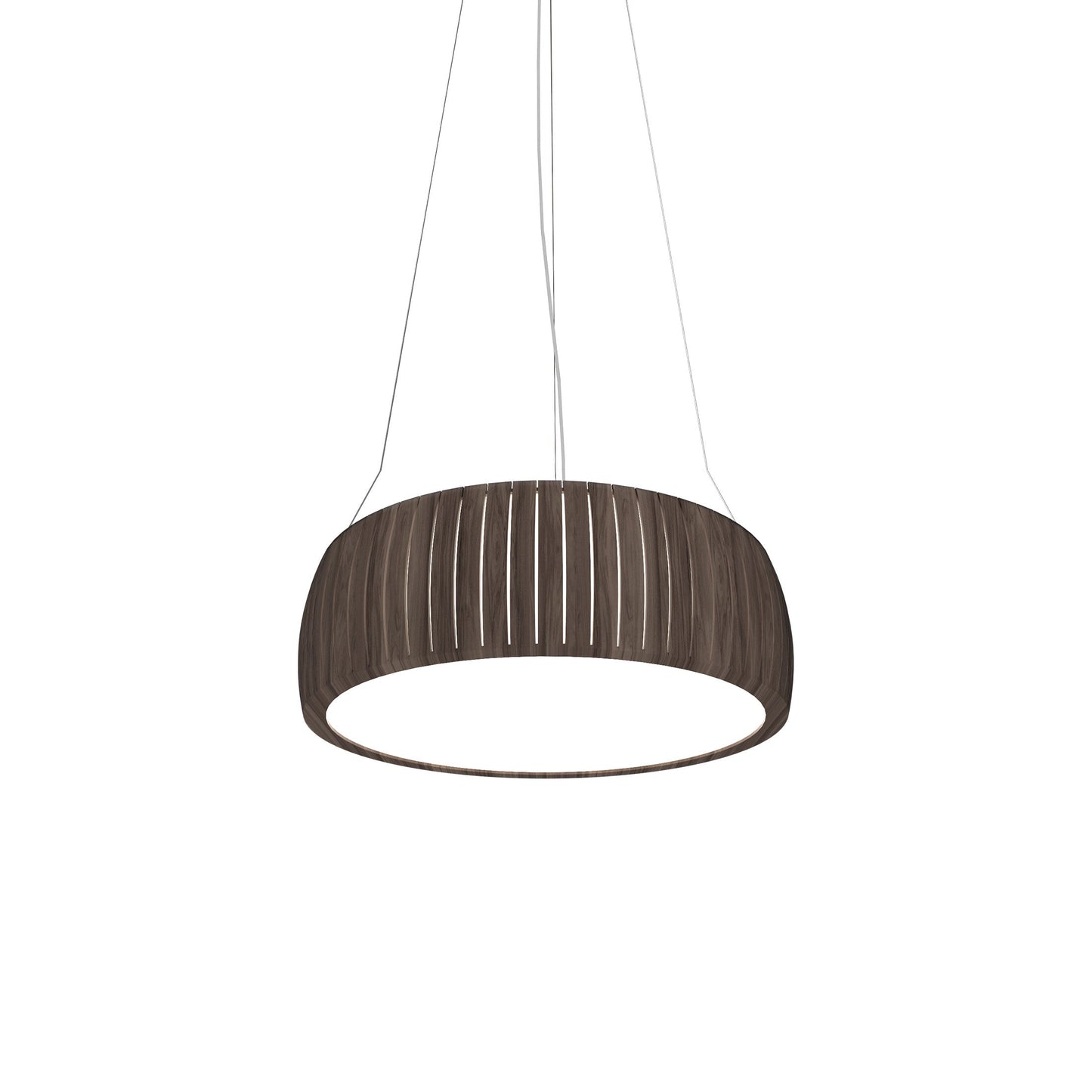 Barrel LED Drum Pendant Light in American Walnut (19.69-Inch).