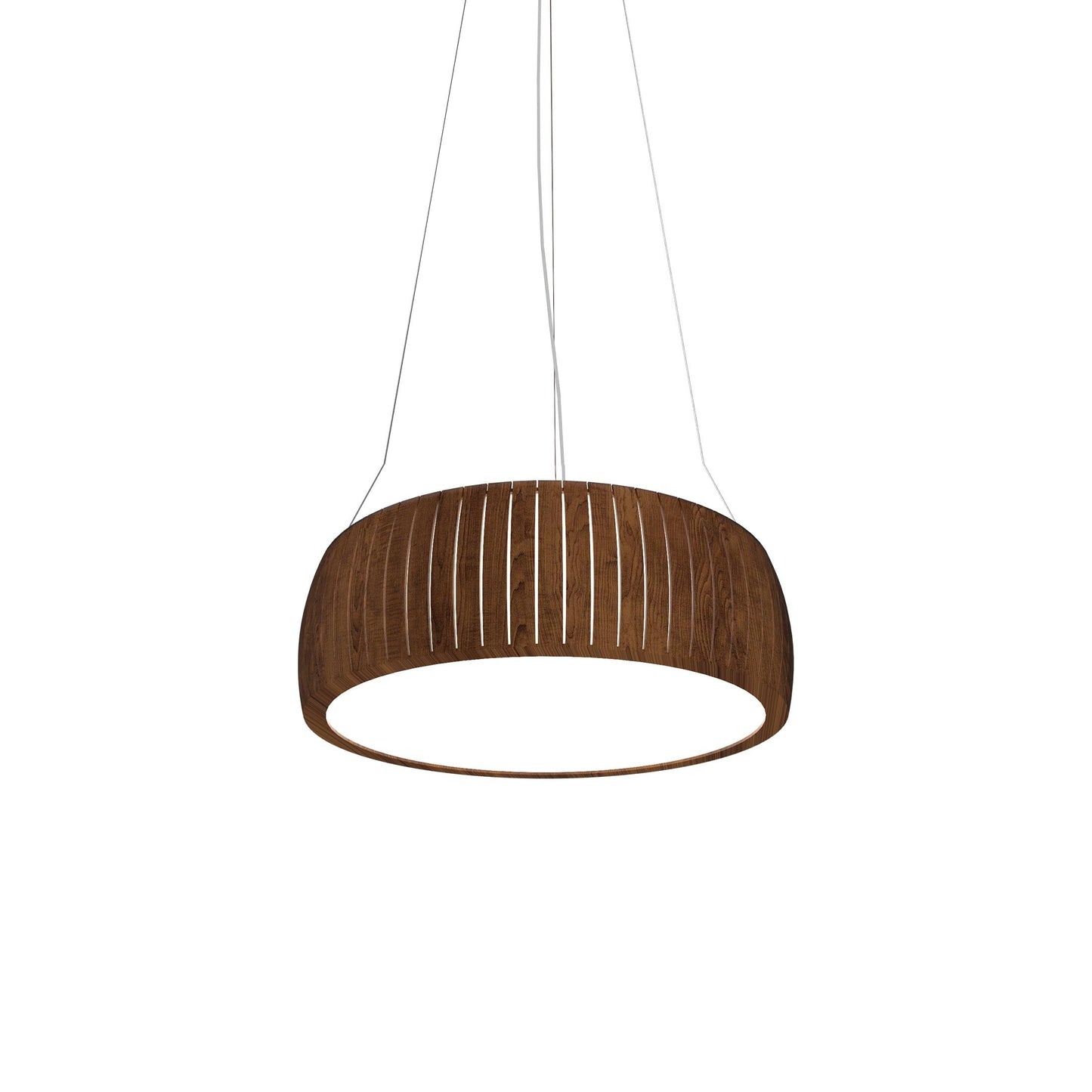 Barrel LED Drum Pendant Light in Imbuia (19.69-Inch).