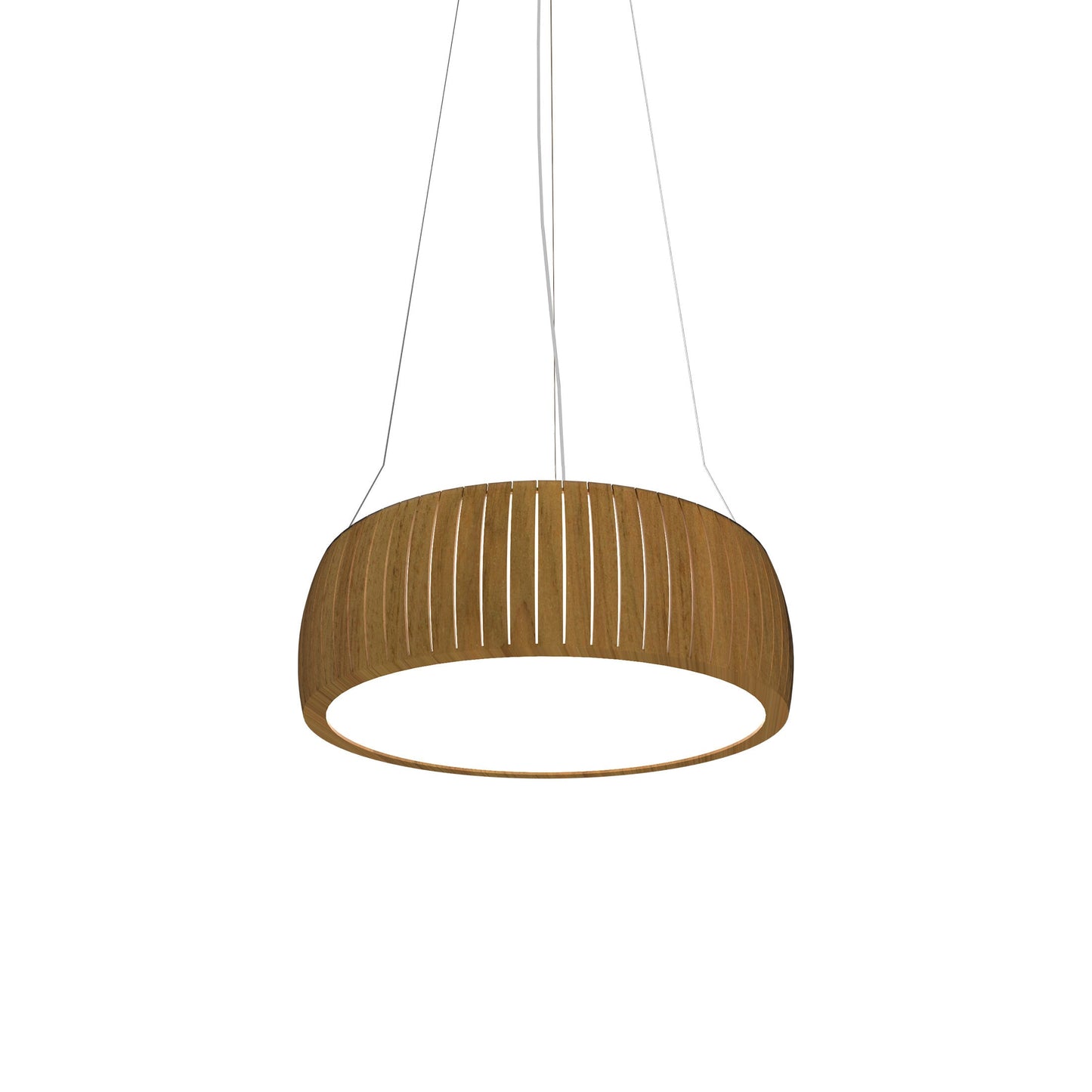 Barrel LED Drum Pendant Light in Louro Freijó (19.69-Inch).
