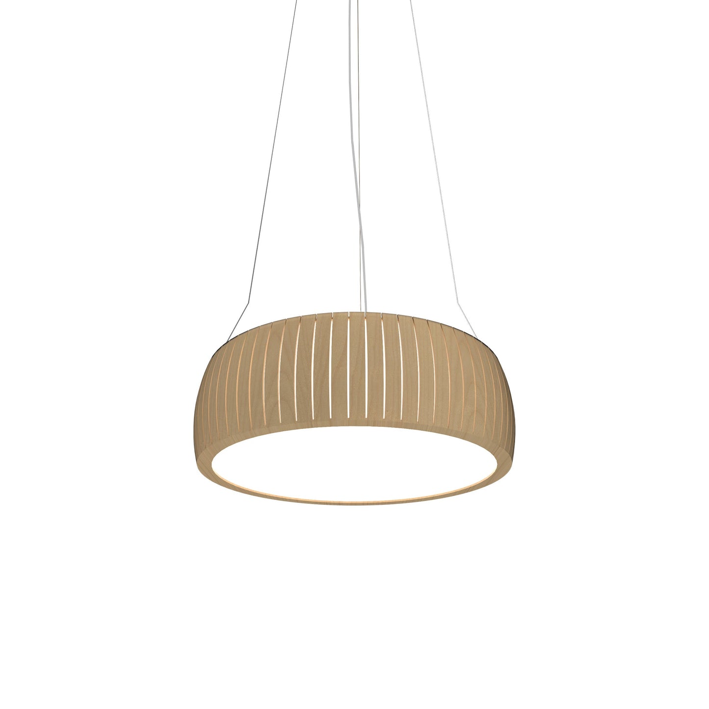 Barrel LED Drum Pendant Light in Maple (19.69-Inch).