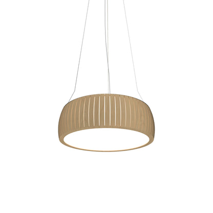 Barrel LED Drum Pendant Light in Maple (19.69-Inch).