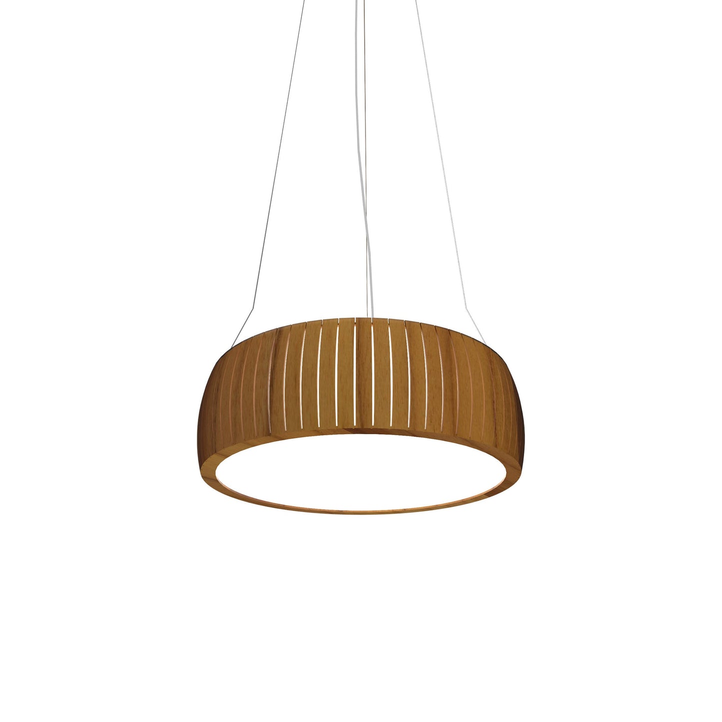 Barrel LED Drum Pendant Light in Teak (19.69-Inch).