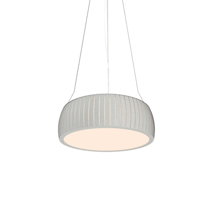 Barrel LED Drum Pendant Light in Organic White (19.69-Inch).