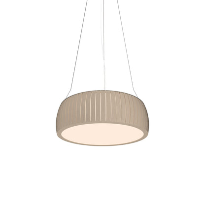 Barrel LED Drum Pendant Light in Organic Cappuccino (19.69-Inch).