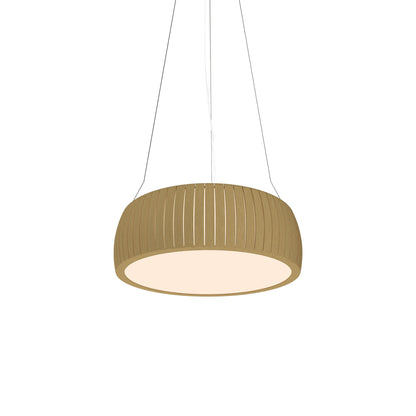 Barrel LED Drum Pendant Light in Organic Gold (19.69-Inch).