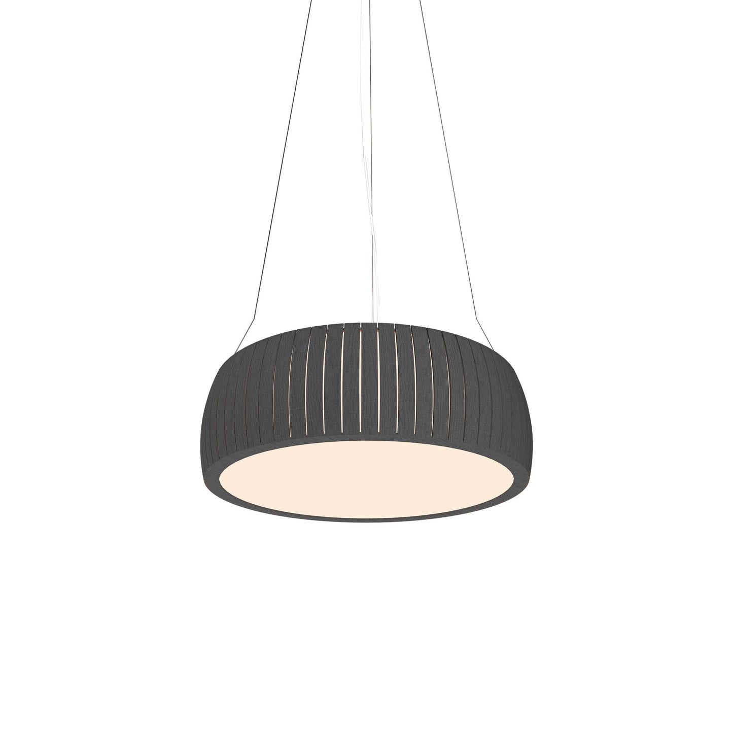 Barrel LED Drum Pendant Light in Organic Lead Grey (19.69-Inch).