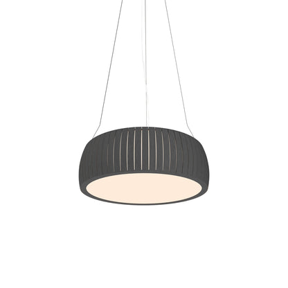 Barrel LED Drum Pendant Light in Organic Lead Grey (19.69-Inch).