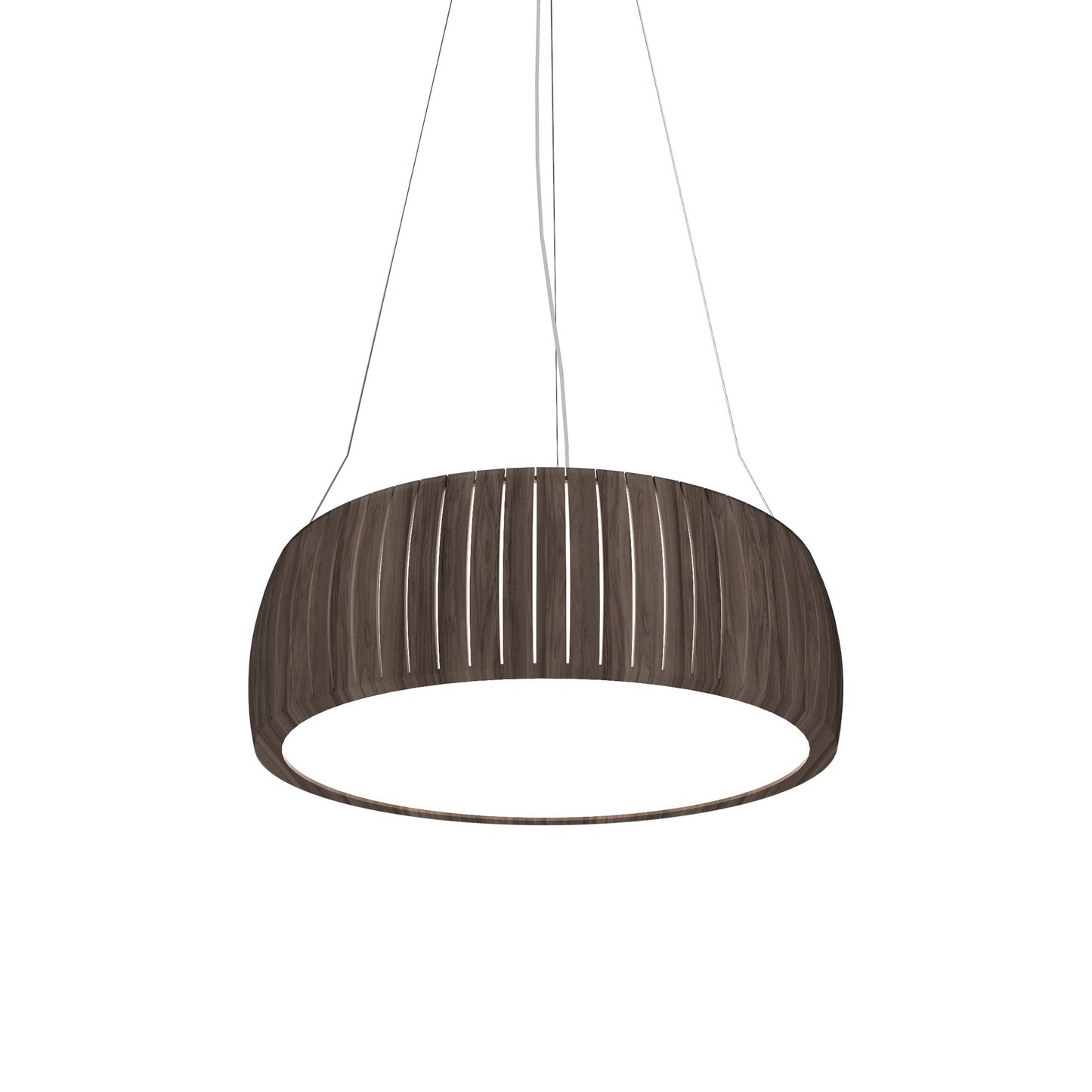 Barrel LED Drum Pendant Light in American Walnut (23.62-Inch).