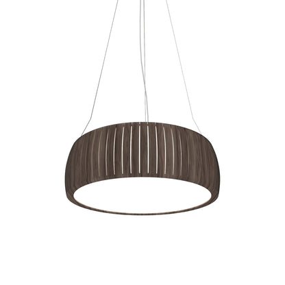 Barrel LED Drum Pendant Light in American Walnut (23.62-Inch).