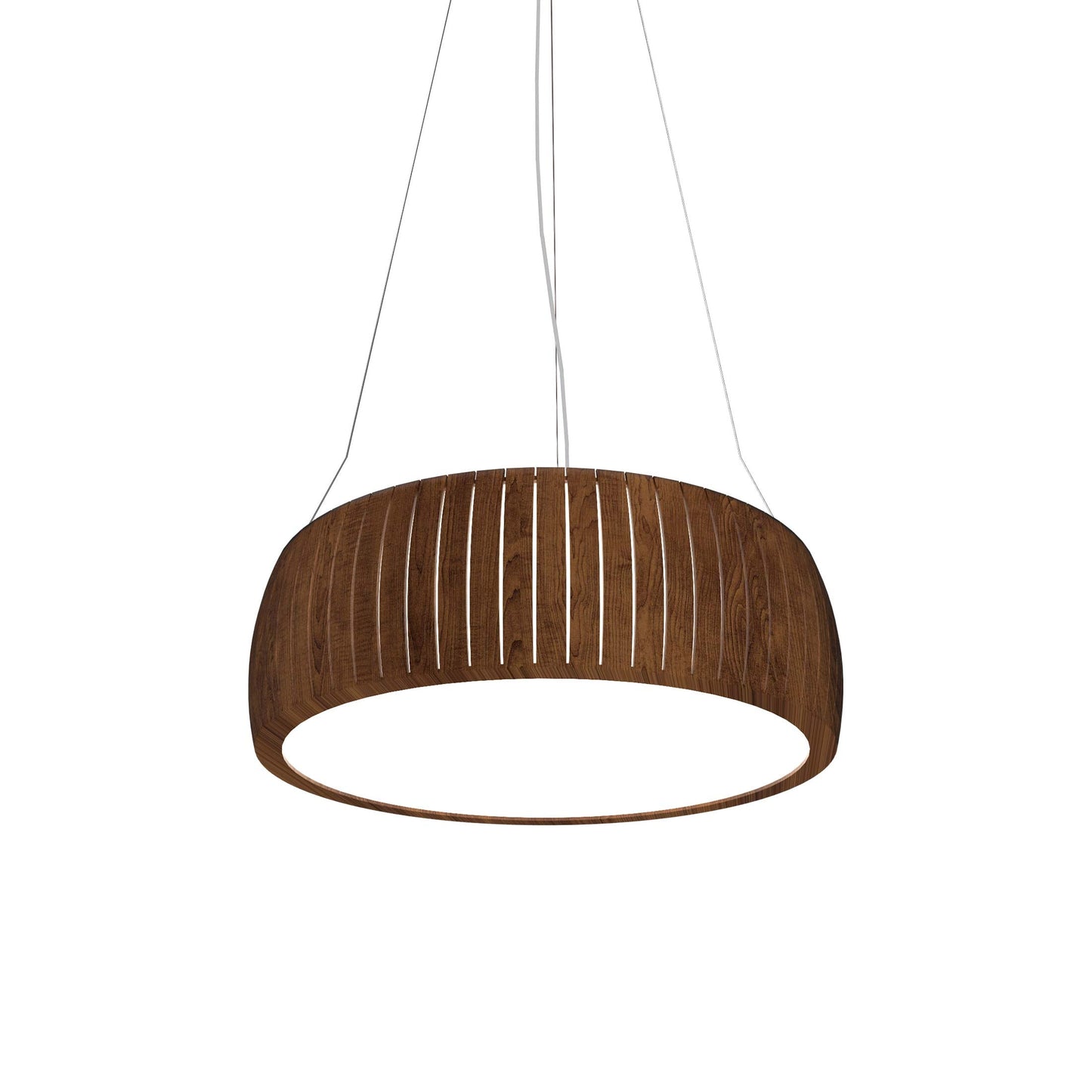 Barrel LED Drum Pendant Light in Imbuia (23.62-Inch).