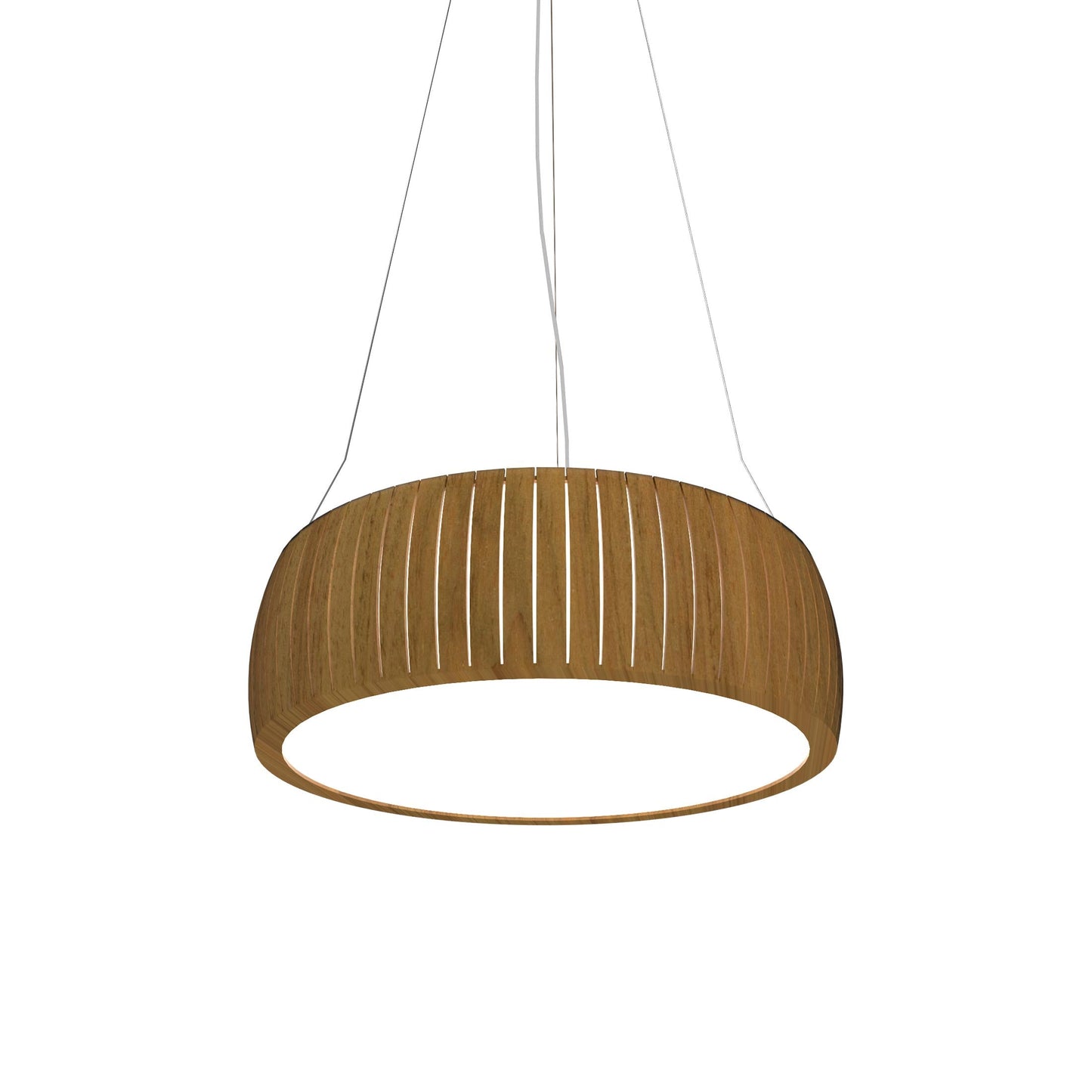 Barrel LED Drum Pendant Light in Louro Freijó (23.62-Inch).