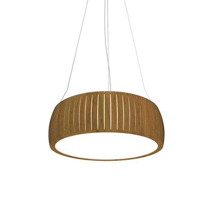 Barrel LED Drum Pendant Light in Louro Freijó (23.62-Inch).