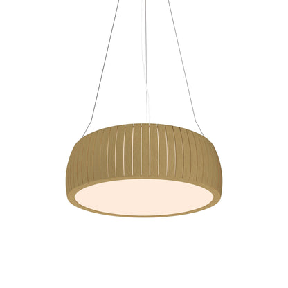 Barrel LED Drum Pendant Light in Organic Gold (23.62-Inch).