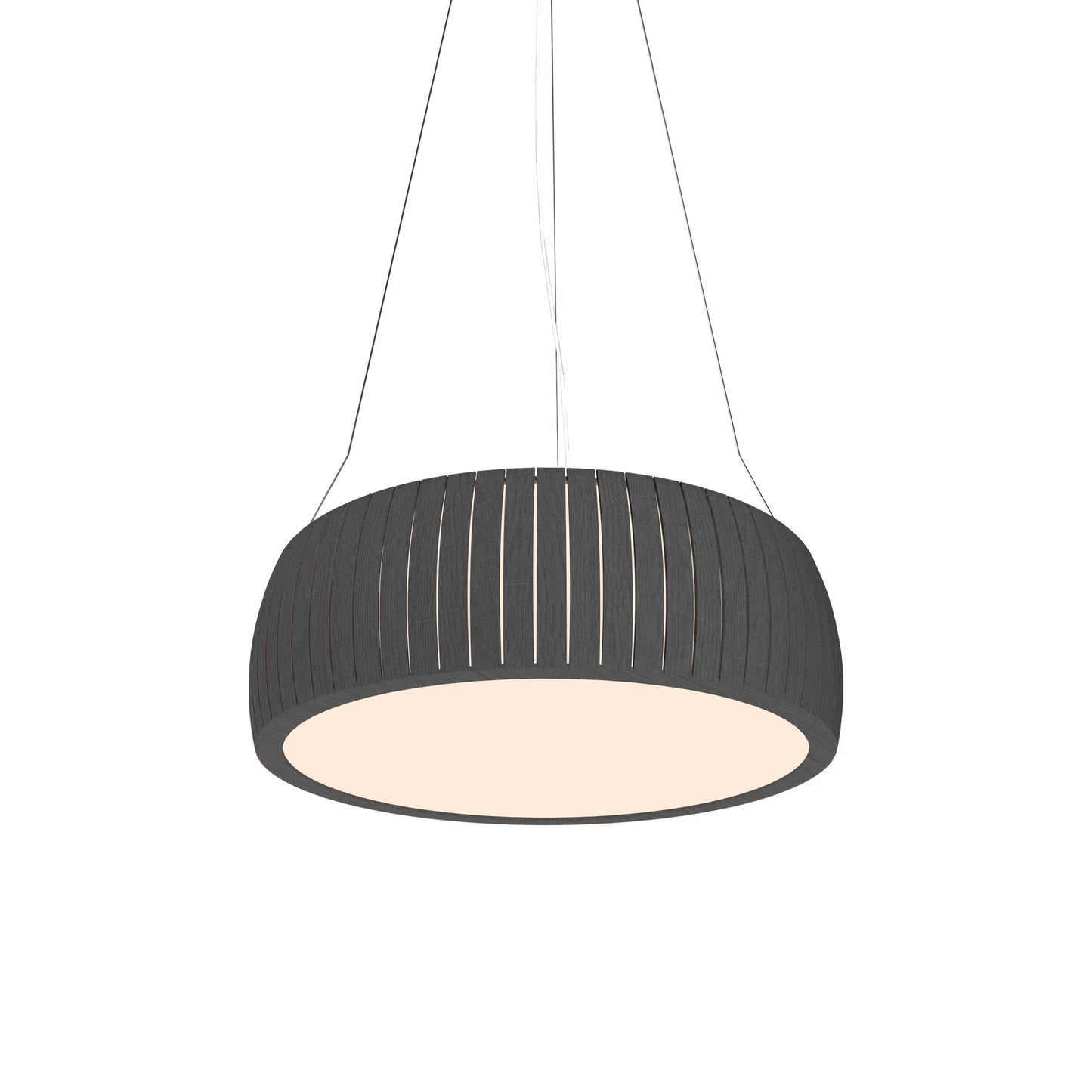 Barrel LED Drum Pendant Light in Organic Lead Grey (23.62-Inch).