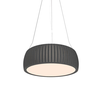 Barrel LED Drum Pendant Light in Organic Lead Grey (23.62-Inch).