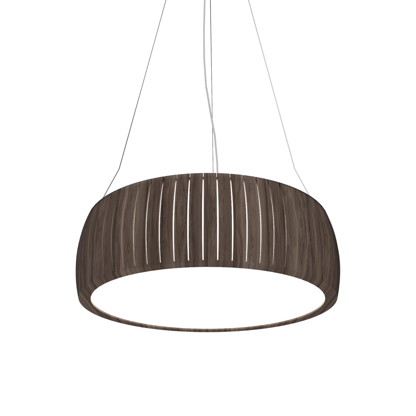 Barrel LED Drum Pendant Light in American Walnut (27.56-Inch).