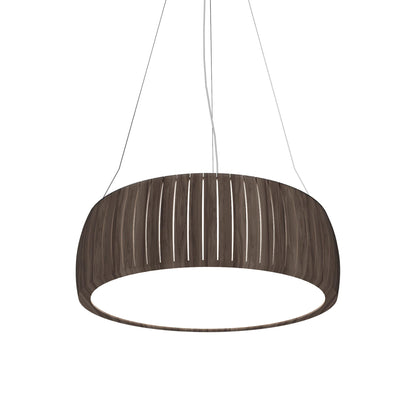 Barrel LED Drum Pendant Light in American Walnut (27.56-Inch).