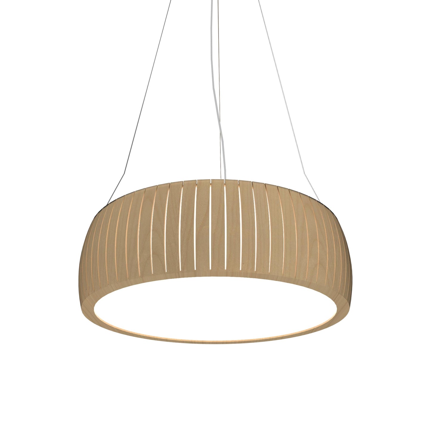 Barrel LED Drum Pendant Light in Maple (27.56-Inch).