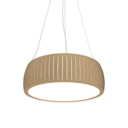 Barrel LED Drum Pendant Light in Maple (27.56-Inch).