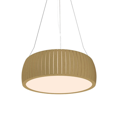 Barrel LED Drum Pendant Light in Organic Gold (27.56-Inch).