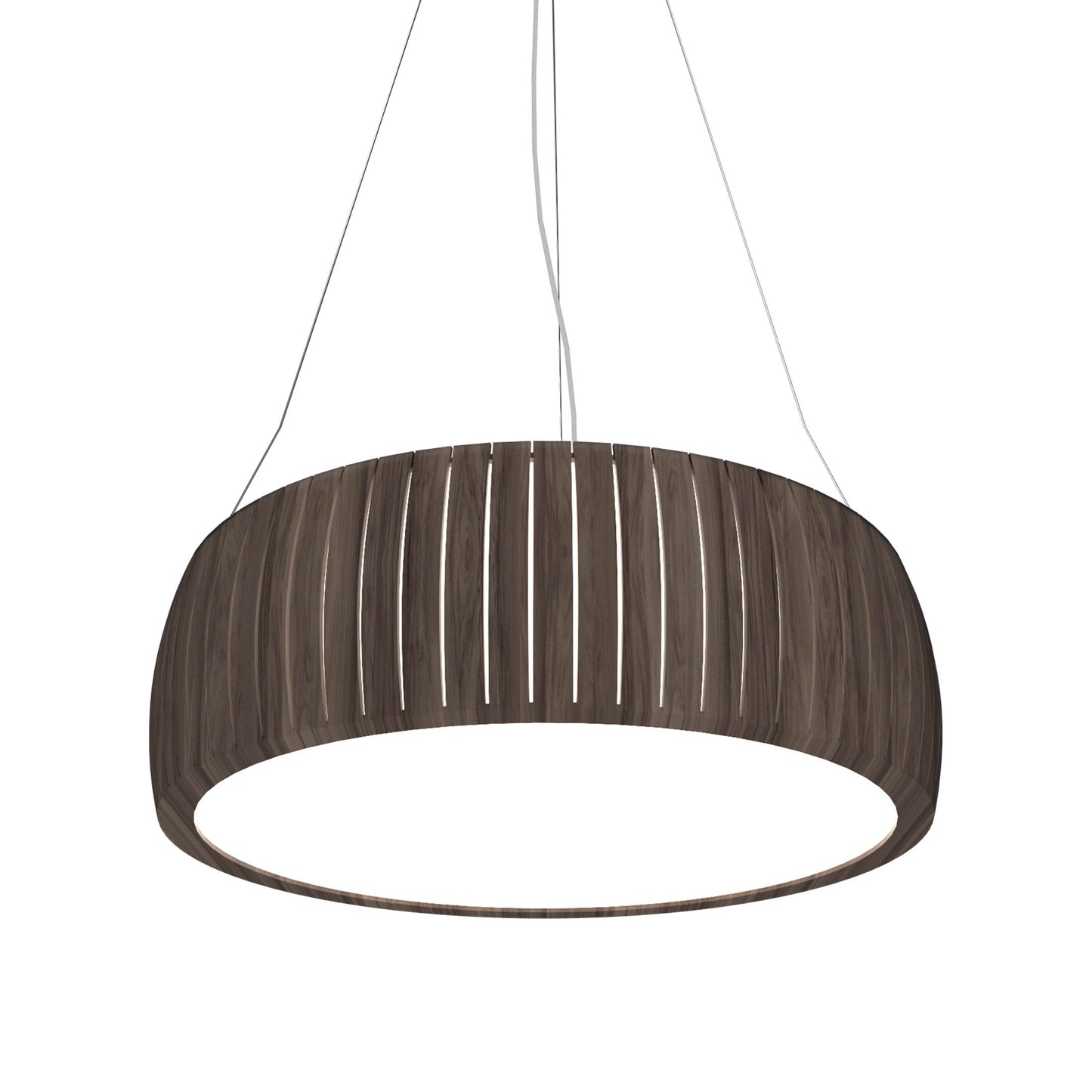 Barrel LED Drum Pendant Light in American Walnut (31.5-Inch).