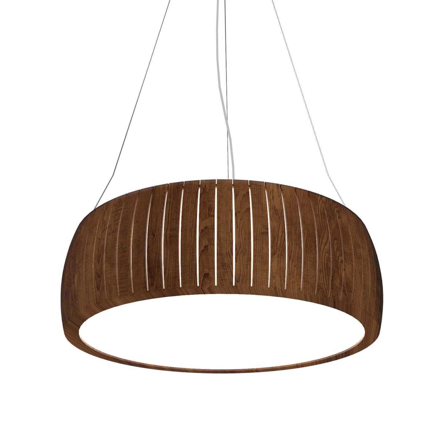 Barrel LED Drum Pendant Light in Imbuia (31.5-Inch).