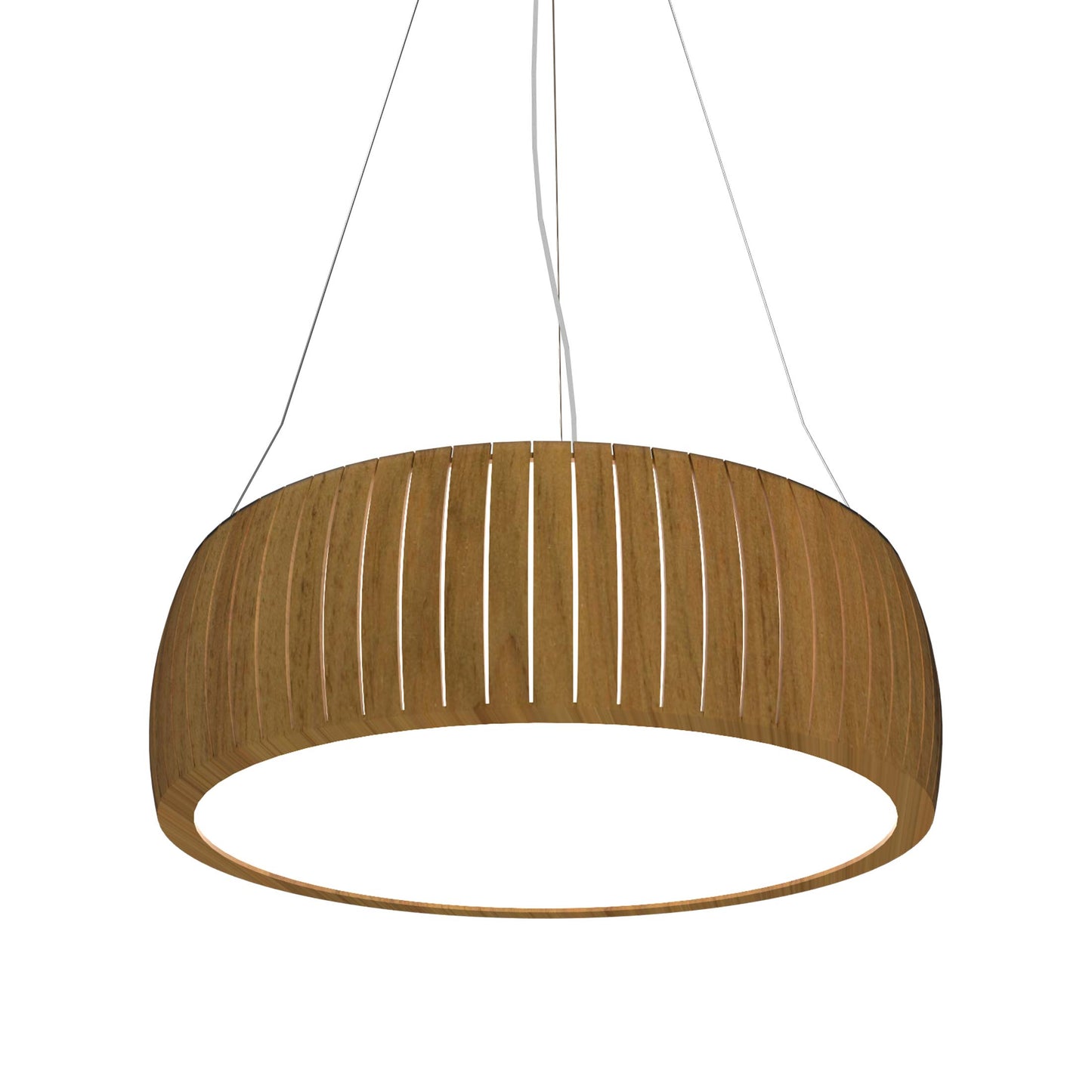 Barrel LED Drum Pendant Light in Louro Freijó (31.5-Inch).