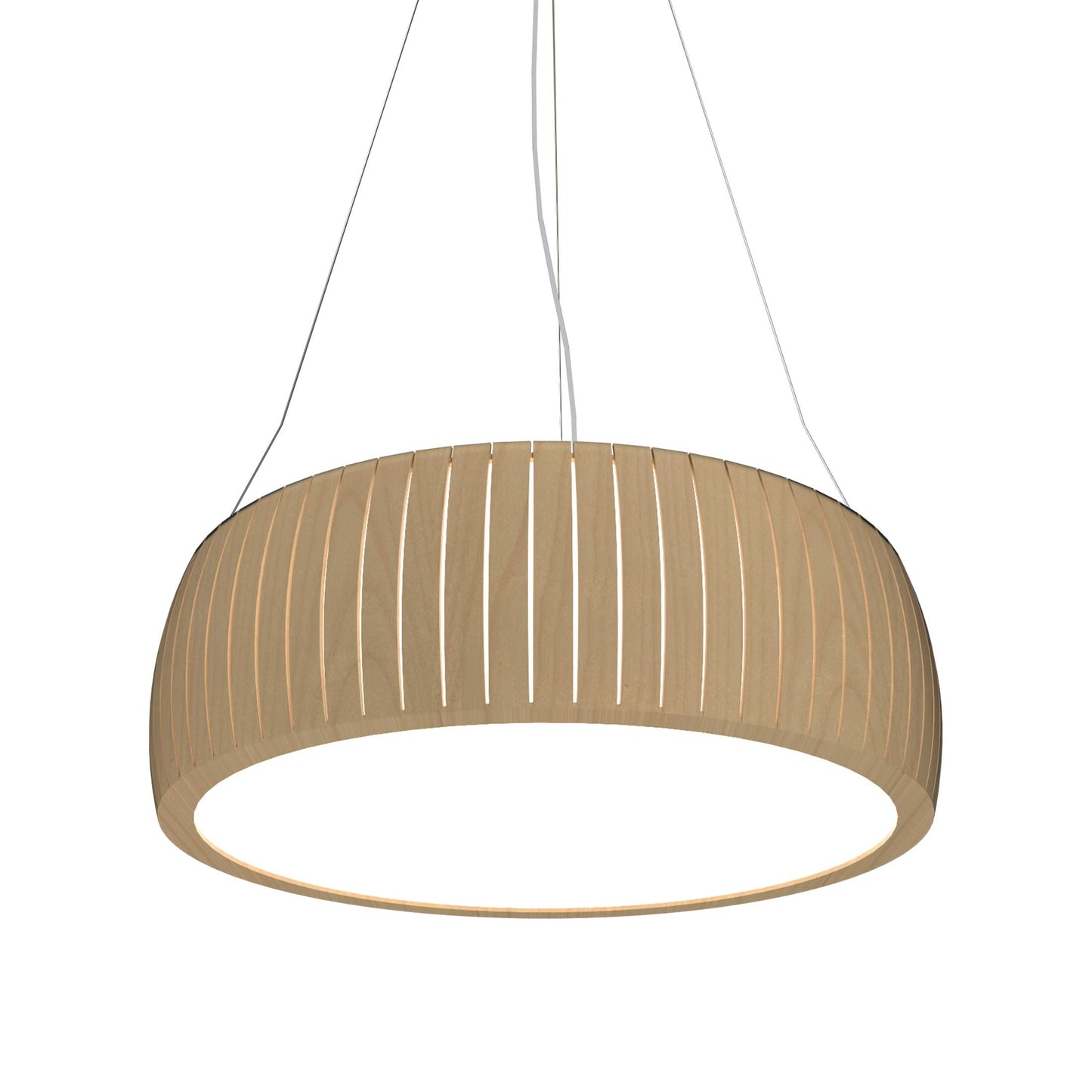 Barrel LED Drum Pendant Light in Maple (31.5-Inch).