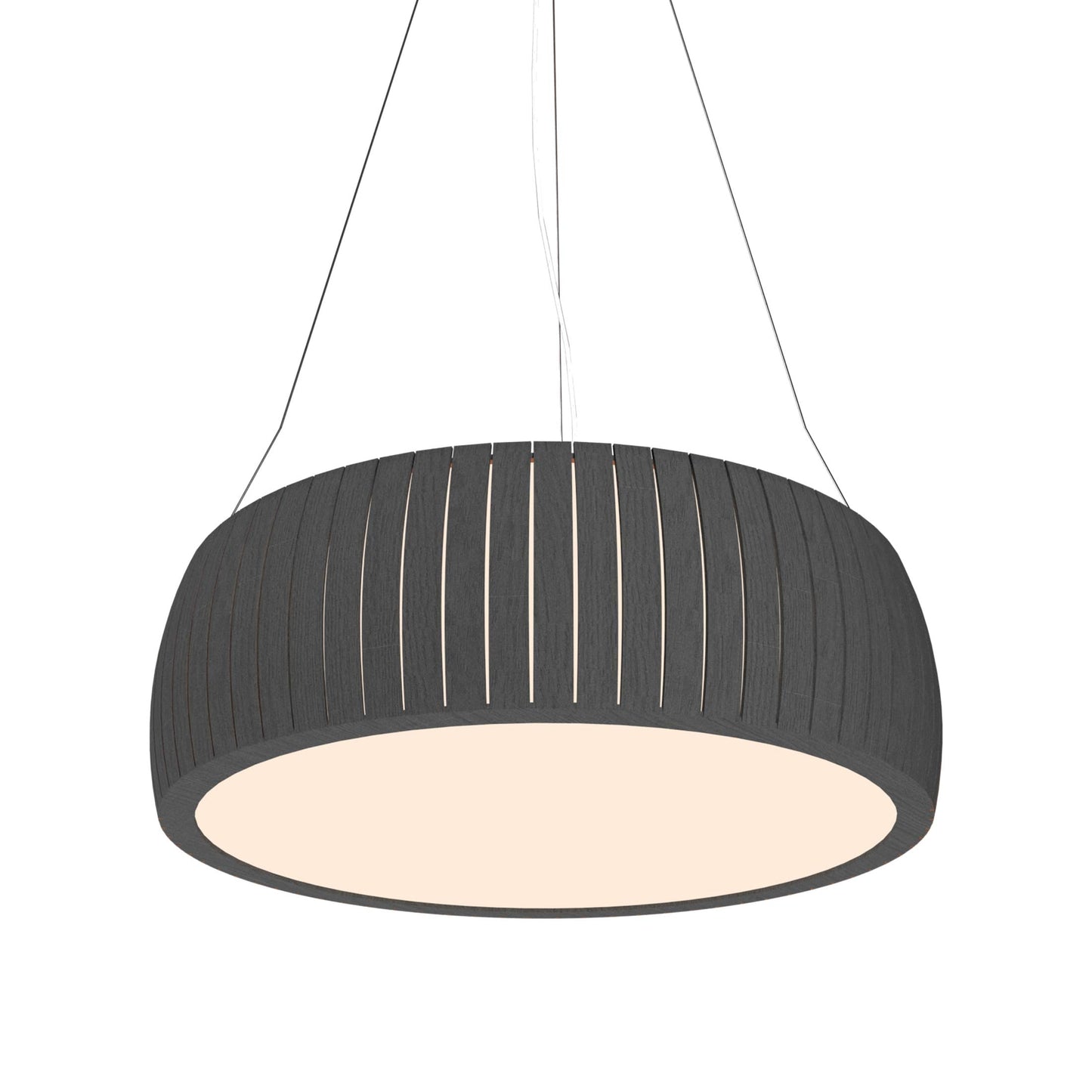 Barrel LED Drum Pendant Light in Organic Lead Grey (31.5-Inch).