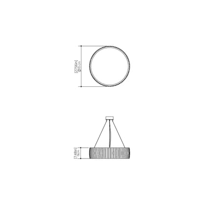 Barrel LED Drum Pendant Light - line drawing.
