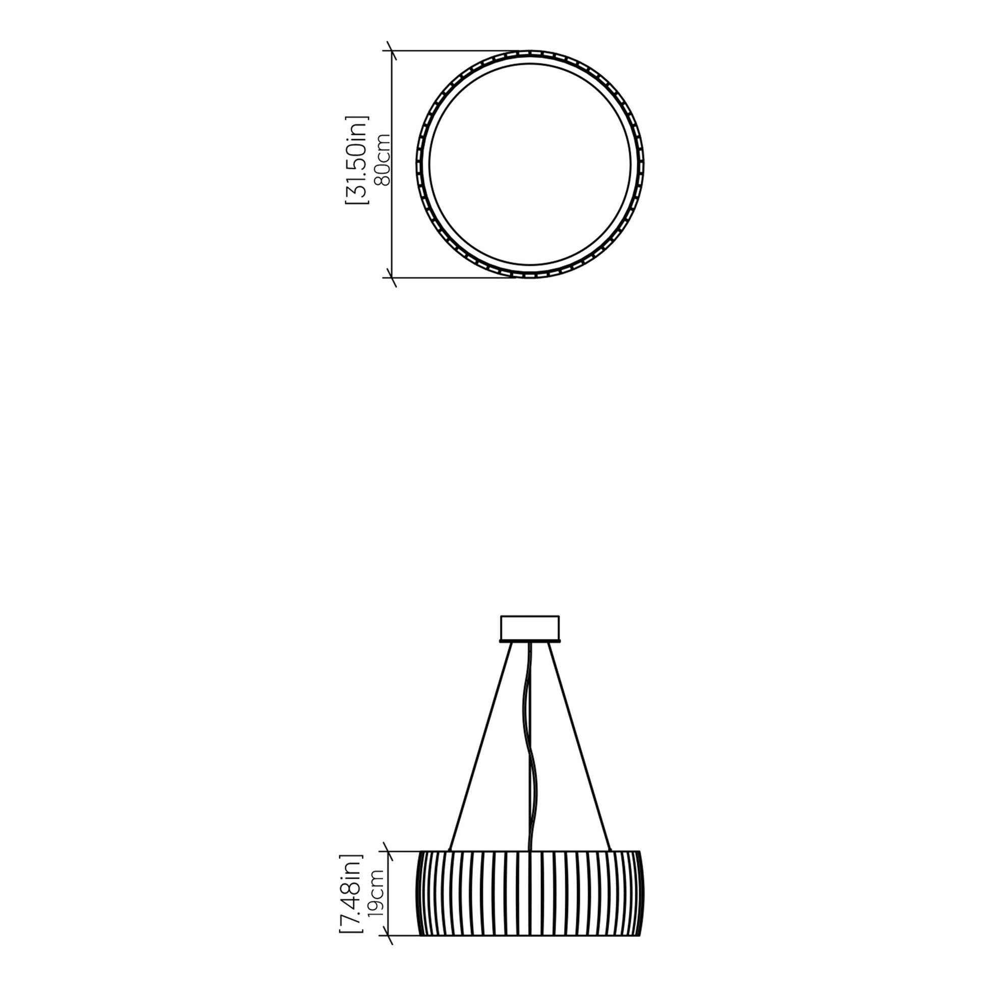 Barrel LED Drum Pendant Light - line drawing.
