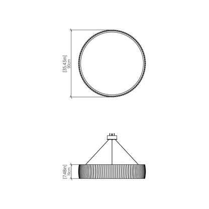Barrel LED Drum Pendant Light - line drawing.