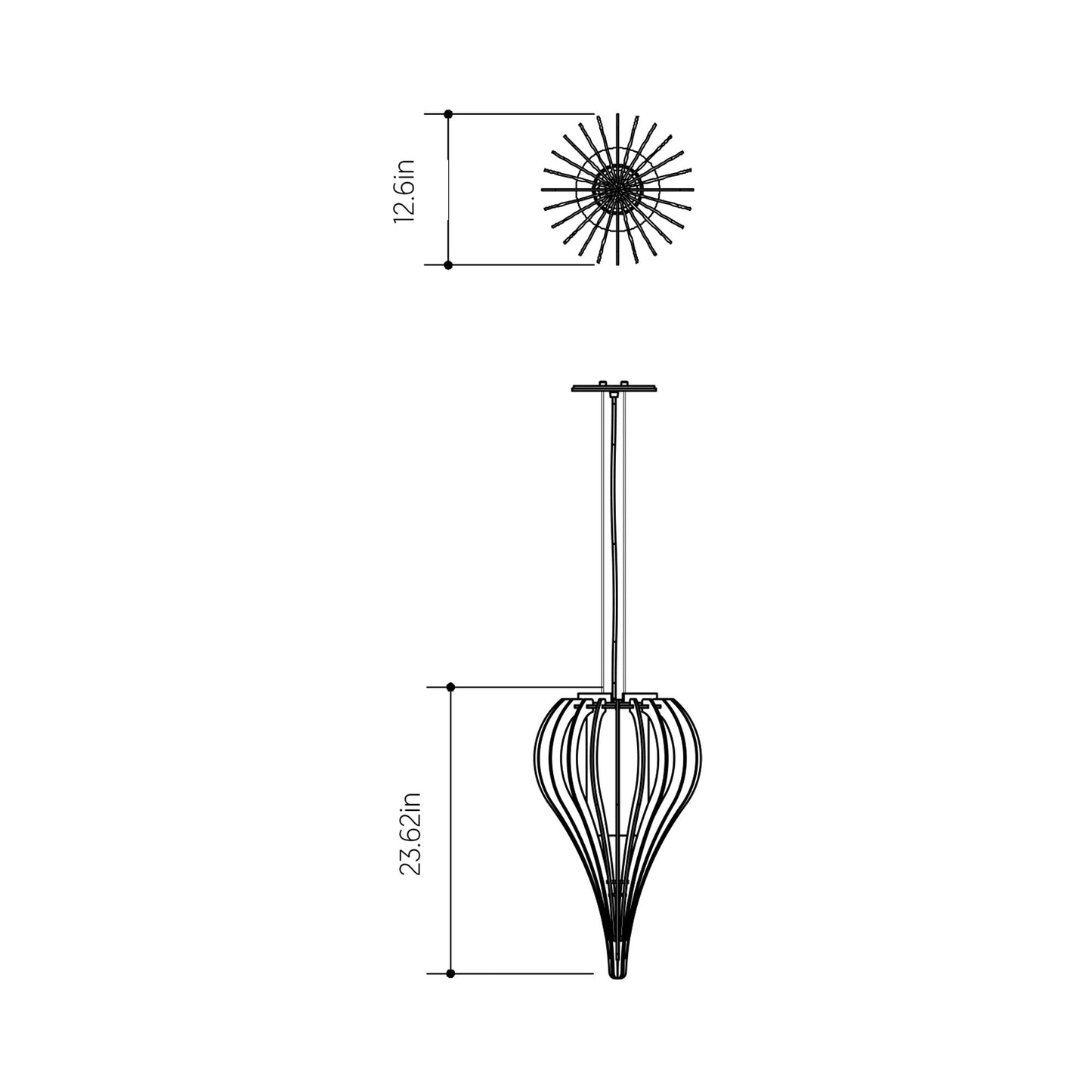 Cappadocia 1189 Pendant Light - line drawing.