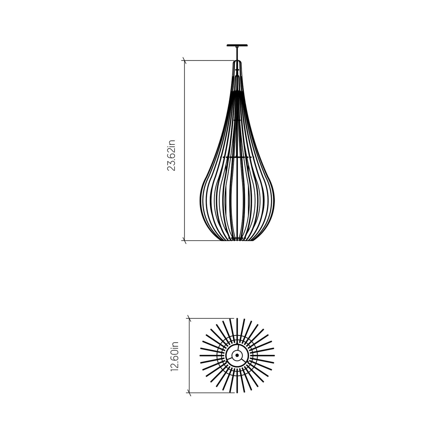 Cappadocia Pendant Light - line drawing.