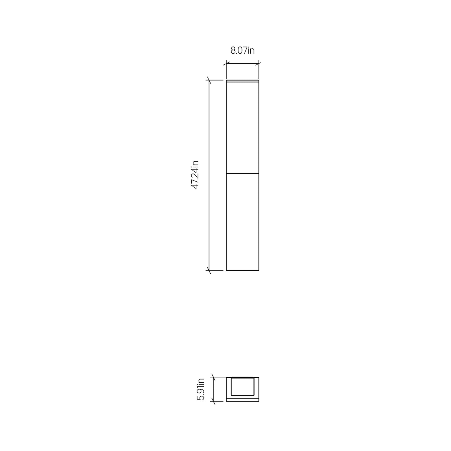 Clean 4072 LED Wall Light - line drawing.
